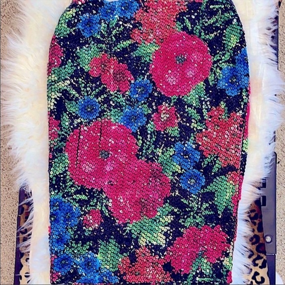 Endless Rose Dresses & Skirts - [Endless Love] floral sequin skirt